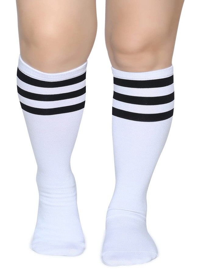 Pareberry Triple Stripes Soft Cotton Knee High Tube Socks for Men and Women (Z03-Black/White) - Image 4